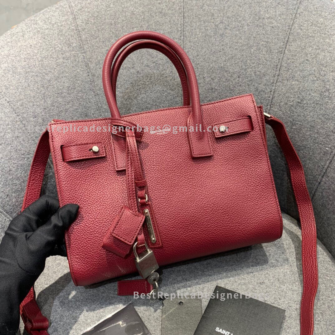 Saint Laurent Classic Sac De Jour Baby In Grained Leather Red SHW 477477